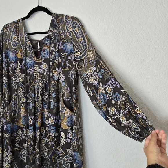 Free People S Rain or Shine Gray Print Mini Dress - Picture 2 of 9